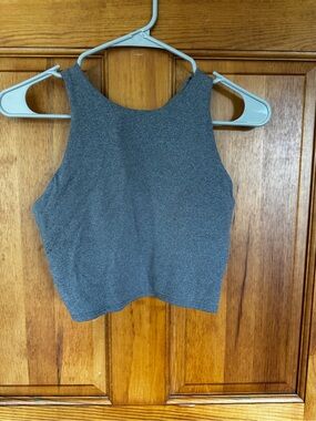 Athleta Grey Cropped High-Neck Tank